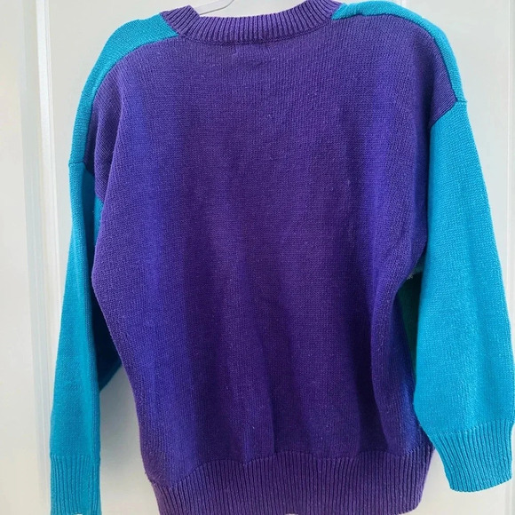 80s Colorblock Knit Cardigan Koret size large vintage - Picture 3 of 7